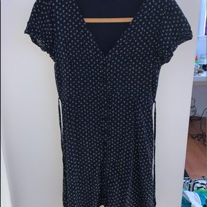 abercrombie and fitch navy blue button up dress